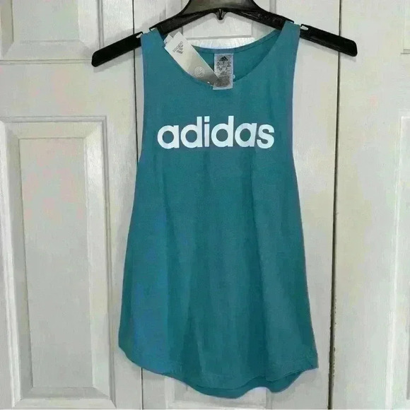 adidas Women's Essentials Loose Logo Tank Top - Blue - Picture 4 of 5